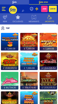 Jackpot mobile Gala Spins