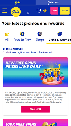 Promotions mobiles Gala Spins