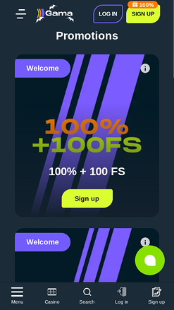 Promotions mobiles du casino Gama