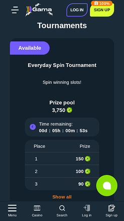 Tournois mobiles de Gama Casino