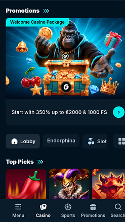 Giochi per dispositivi mobili di Gamble Gorilla Casino