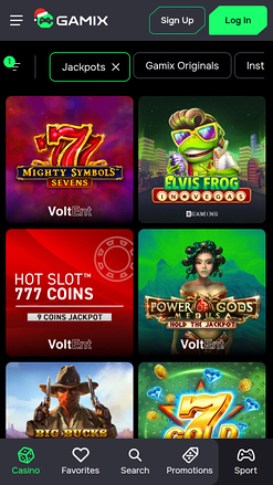 Jackpot mobile du casino Gamix