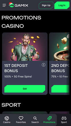 Promotions mobiles de Gamix Casino