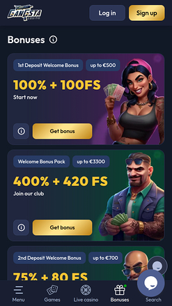 Promotions mobiles de Gangsta Casino