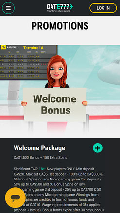 Promotions mobiles du casino Gate 777