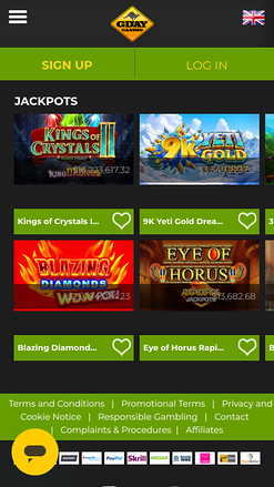 Jackpot mobile du casino Gday