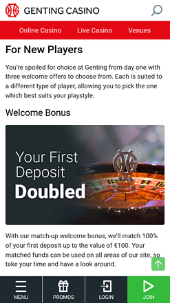 Promotions mobiles du casino Genting