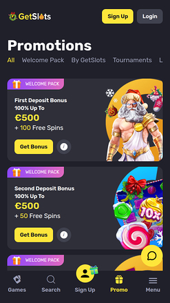 Promotions mobiles du casino GetSlots