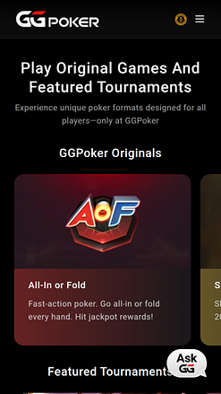 Tornei di poker su dispositivi mobili del casinò GGpoker