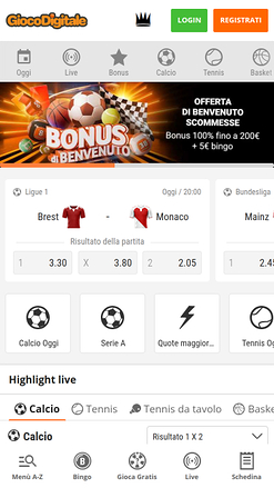 Sports de Casino Gioco Digitale Mobile