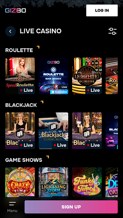 Gizbo Casino Mobile Live Dealer