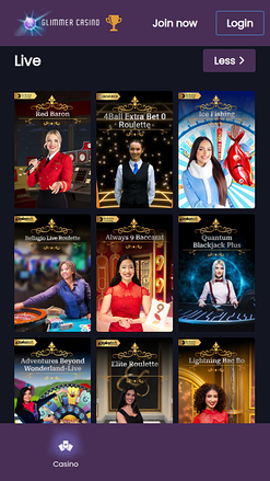 Glimmer Casino Mobile Croupier en direct