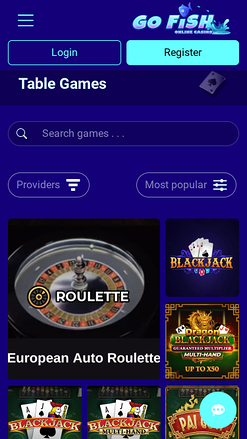 Jeux de table mobiles Go Fish Casino