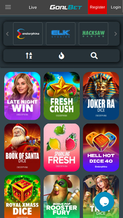 Jeux mobiles de casino Goalbet