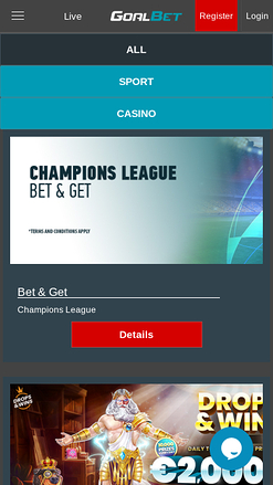 Promotions mobiles du casino Goalbet