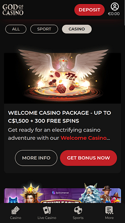 Promotions mobiles God Of Casino