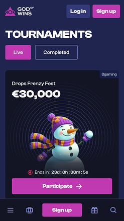 Tournois mobiles du casino God of Wins