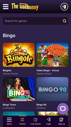 Bingo móvil del casino GodBunny