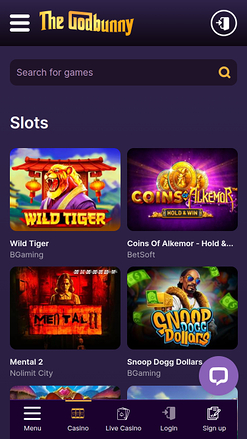 Juegos móviles de GodBunny Casino