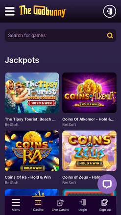 Jackpot móvil del casino GodBunny