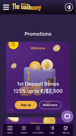 Promociones móviles del casino GodBunny