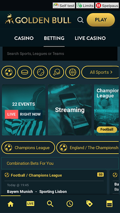 Sports mobiles du casino Golden Bull