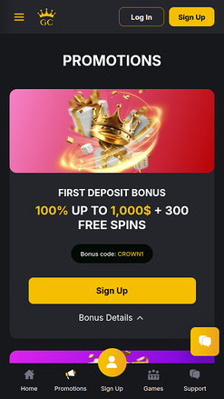 Promotions mobiles du casino Golden Crown