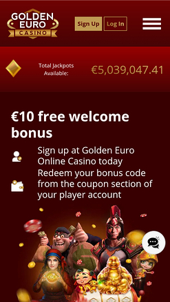 Page d'accueil mobile de Golden Euro Casino
