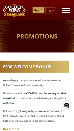 Promotions mobiles du Golden Euro Casino