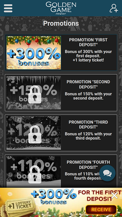 Promotions mobiles du casino Golden Game