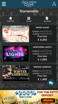 Tournois mobiles du casino Golden Game