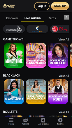 Golden Panda Casino Mobile Live Dealer