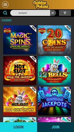 Jackpot mobile du casino Golden Pokies