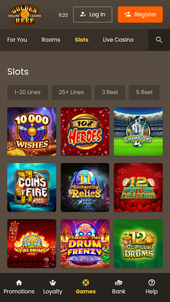 Juegos móviles del casino Golden Reef