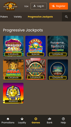 Jackpot móvil del casino Golden Reef