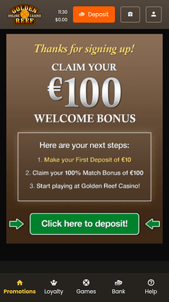 Promociones móviles del Casino Golden Reef