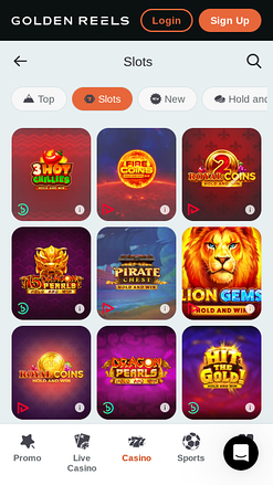 Jeux mobiles de casino Golden Reels