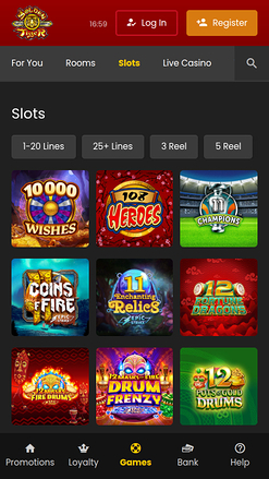 Jeux mobiles du casino Golden Tiger