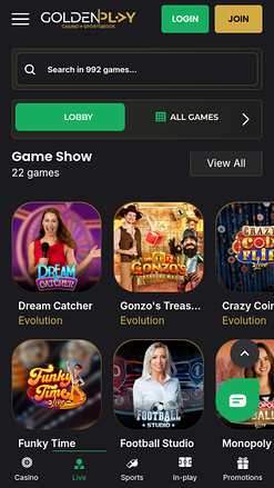 GoldenPlay Casino Live-Dealer