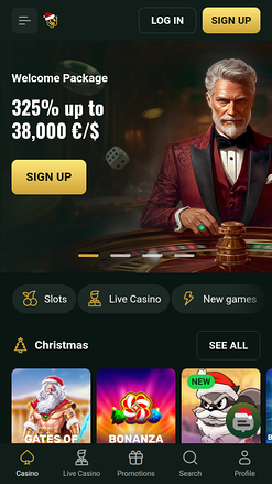 Page d'accueil mobile de Goldex Casino
