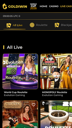 Casinò GoldiWin mobile con croupier dal vivo