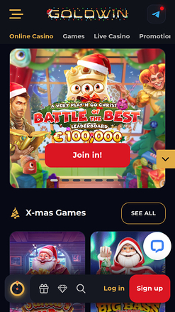 GoldWin Casino Mobile Homepage