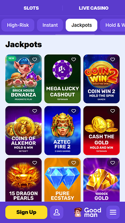 Jackpot mobile du casino Goodman