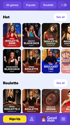 Croupier en direct mobile du casino Goodman