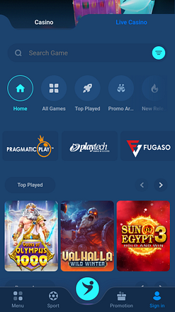 Скриншот мобильного приложения Goplay365 Casino от разработчиков игр.