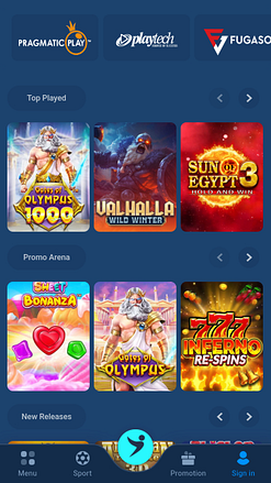 Скриншот мобильных игр казино Goplay365.