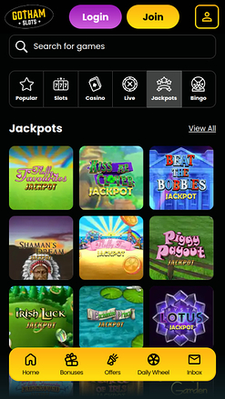 Jackpot mobile du casino Gotham Slots