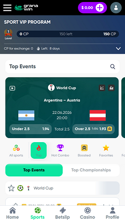 GranaWin Casino спорт мобильное