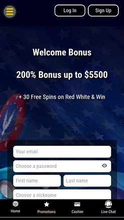 Page d'accueil mobile du Grand Eagle Casino