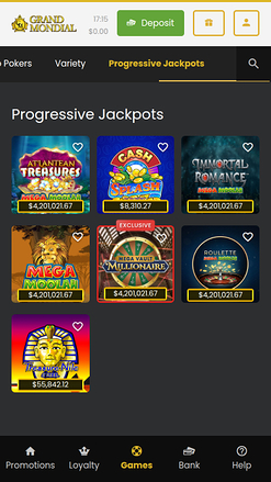 Jackpot mobile de Grand Mondial Casino